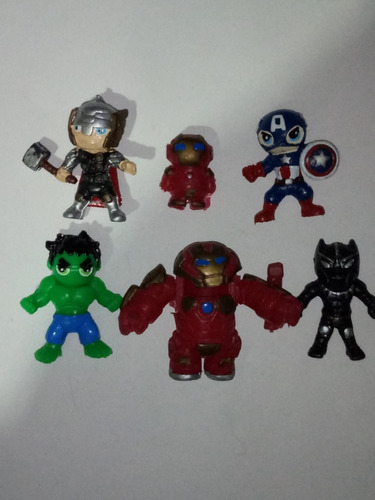 Lote De 5 Mini Figuras De Avengers Ironman Hulk Pantera Capi