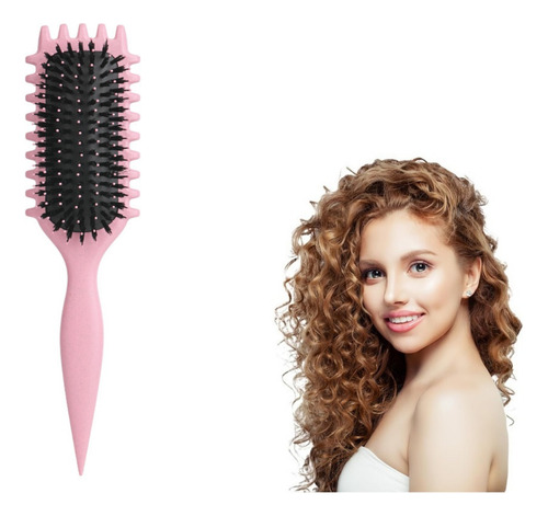 Escova De Estilo Bounce Curl Define De Cachos Pronta Cor Rosa
