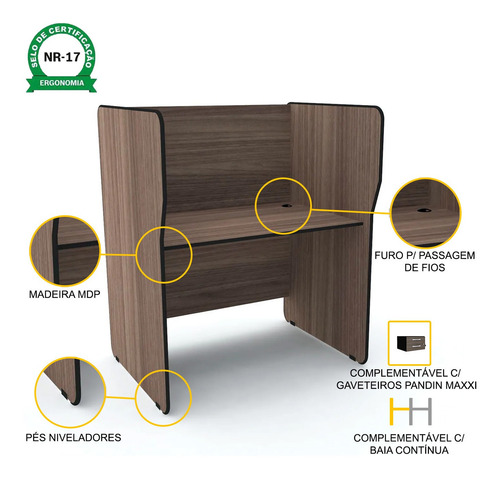 Baia Telemarketing Simples Inicial Pandin Maxxi - Walnut Walnut