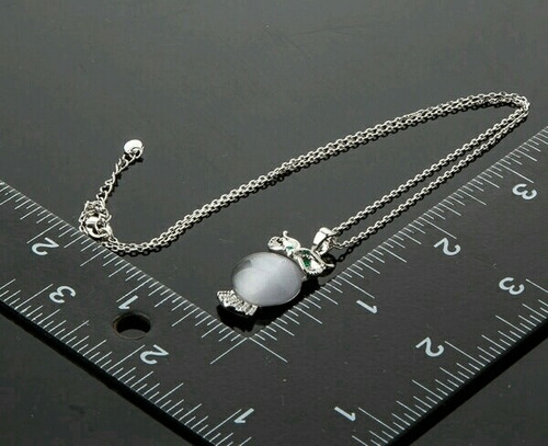 Collar Dije Búho Blanco Para Mujer Con Cristales Austriacos