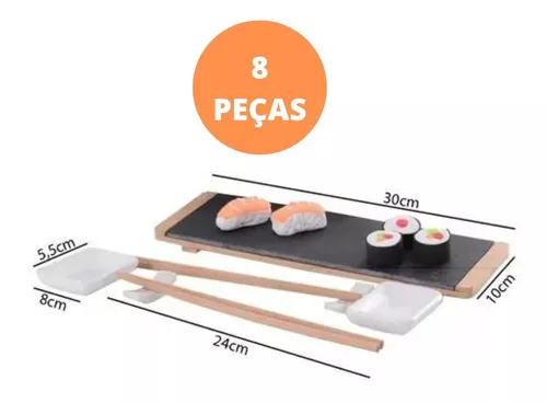 Jogo Mesa Comida Japonesa Sushi Porcelana Branca Completo 4p