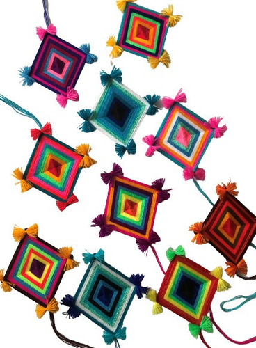 Paquete De 25 Ojos De Dios Arte Huichol Varios Diseños