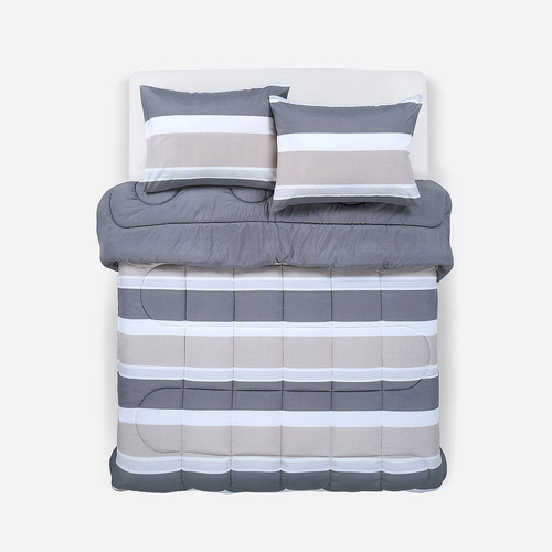 Plumón Reversible Soft Touch Amaro Gris Súper King