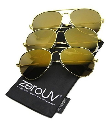 Lentes De Sol - - Mirrored Aviator Gafas De Sol Para Hombres