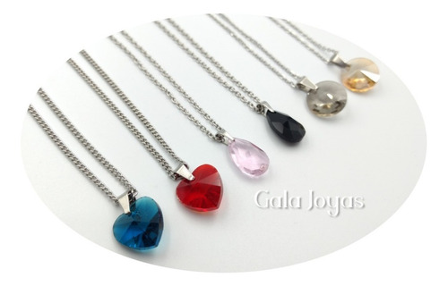 Combo 6 Cadenas Con Dijes De Vidrio Acero Quirúrgico 316l