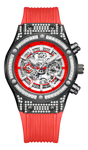 Relojes Luminosos Mecánicos Automáticos Onola Color De La Correa Rojo