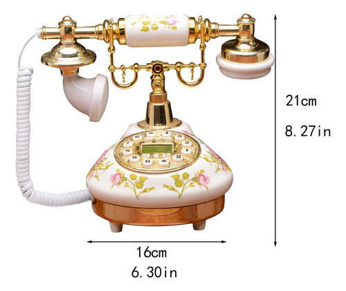 . Teléfono Vintage Con Botón Pulsador, Decoración De