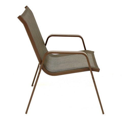 Kit 2 Poltronas Cadeira Em Aluminio E Tela Sling Cor Marrom