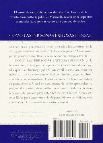 Cómo Las Personas Exitosas Piensan, De John C. Maxwell. Editorial Center Street, Tapa Blanda En Español, 2014