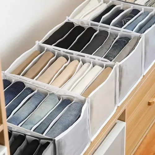 Organizador de Buzos Pantalones Jeans para Cajones Closet Dormitorio Color  Gris