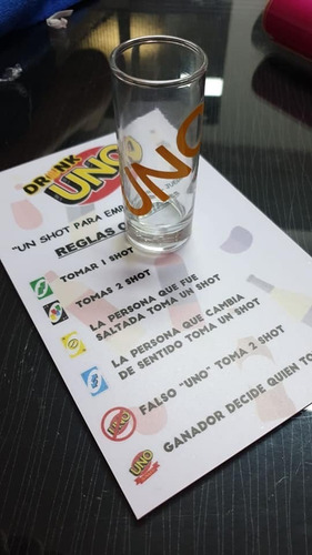 Juego Drink Uno. *contiene: Tabla De Reglas Y 4 Copas