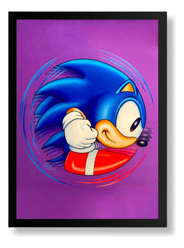 Quadro Game Sonic Sega Arte Poster Moldurado