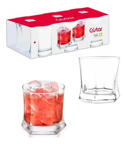 Set 6 Vaso Vivaldi Rocks Cristar Ar Import 250cc