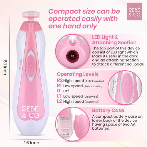 Lima De Uñas Eléctrica Para Bebés Con Luz Led, Para Recién N