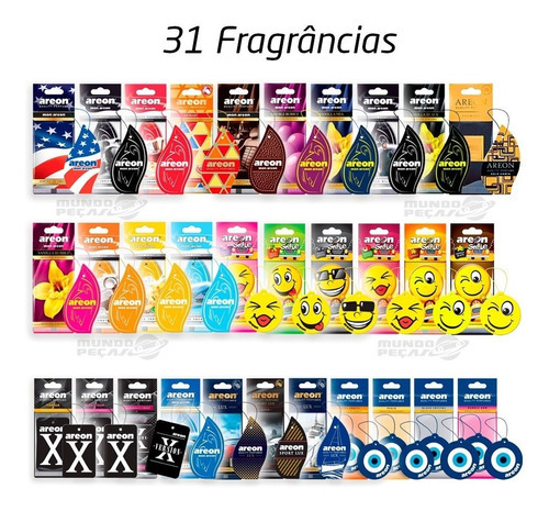 20 Unid - Aromatizantes Areon Cheirinho Atacado Fragrâncias