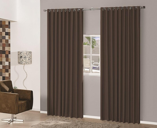 Cortina Sala Quarto Em Tecido Semi Blackout Marron 4,00x2,50 Cor Marrom