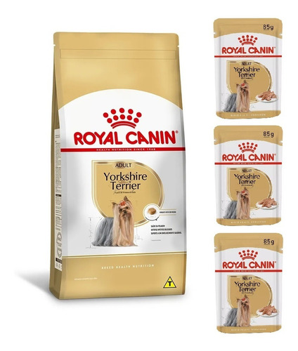 Kit Royal Canin Yorkshire Adulto Ração 1kg E 3 Sachês 85g