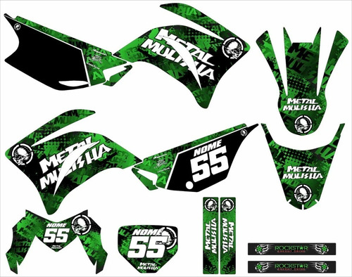 Adesivo Motocross Trilha Para Yamaha Xtz 250 Lander 19725 Cor Verde