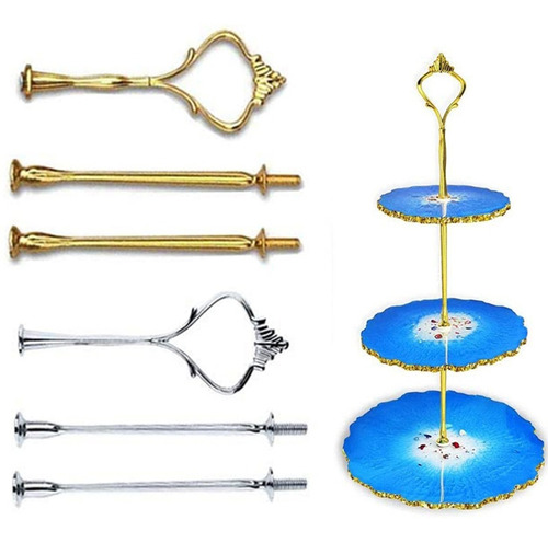 Imagen 1 de 7 de Set X2 Soportes Para Bandeja Base De Resina Plateado Dorado