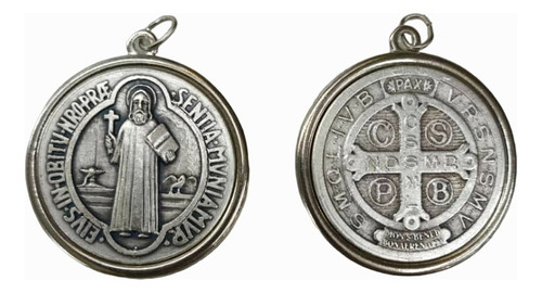 Medalla De San Benito Abad, 2 Caras Con Reborde - 3.80 Cm