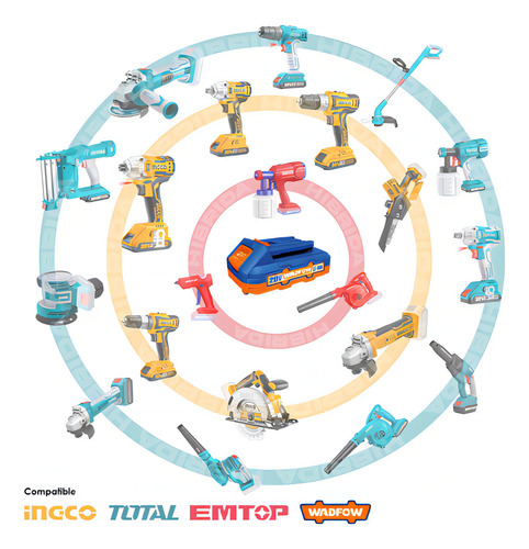 Furadeira de impacto sem fio 20v 2bat Wadfow, cor azul e laranja