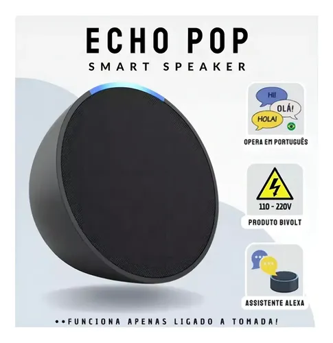 Echo Pop Smart Speaker Amazon Cor Preto Alexa C2h4r9 | MercadoLivre