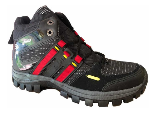 Imagen 1 de 2 de Botas Para Caballero Casual, Montaña O Senderismo Negr/rojo