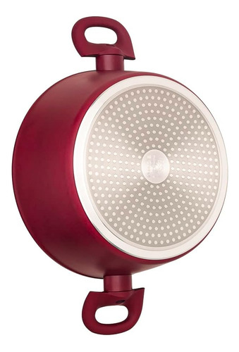 Panela Caçarola Ceramica 24cm Avulsa Antiaderente Fundo Triplo Indução Vermelha Rubi Mimo Style