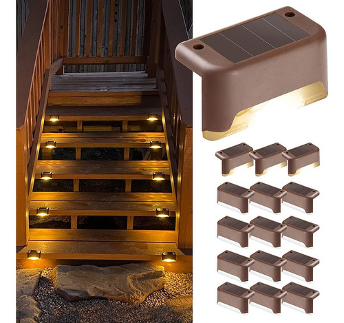 Luz Solar Para Cubierta, 16 Piezas, Luces Solares Para Escalones