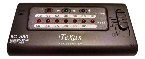 Afinador Digital Texas Bc-650 Con Leds Para Guitarra Y Bajo