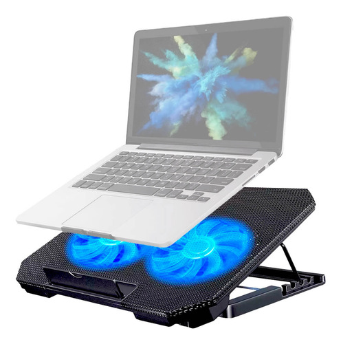 Base Refrigerada Para Notebook Com 2 Coolers Led, Ajustável