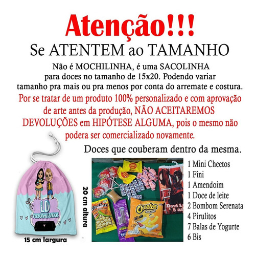 10 Sacolinhas Chá De Bebe Chá Revelação Personalizada Tecido