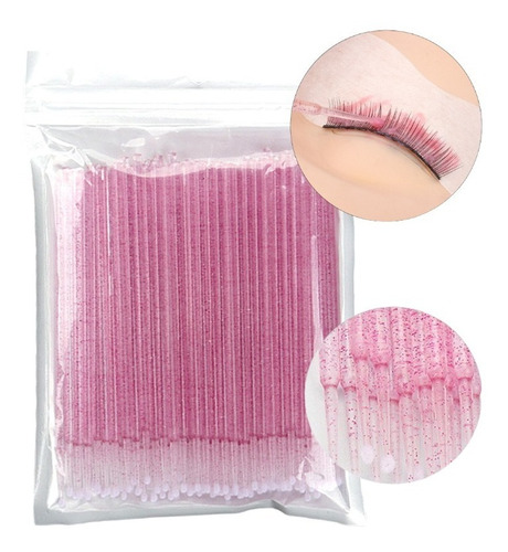 100 Aplicadores Microbrush Glitter Cristal Para Pestañas 1x1