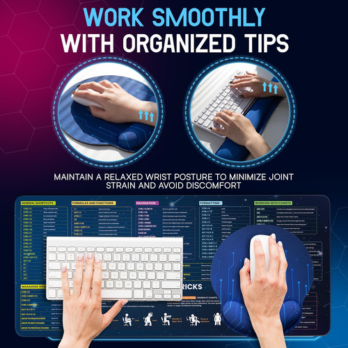Excel Cheat Sheet Desk Pad, Excel Atalhos Mousepad Conjunto