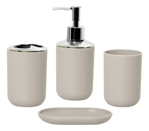 Set De Baño De Plástico X4 Dispenser Jabonera Vaso Porta Cep