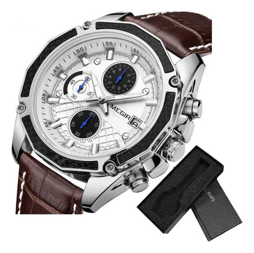 Reloj De Cuarzo Con Calendario Cronógrafo Megir 2015 G