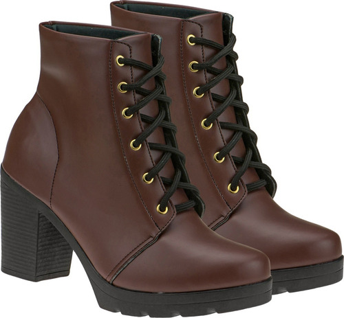 Imagem 2 de 4 de Bota Feminina Coturno Cano Curto Salto Grosso | S02vsp.cot