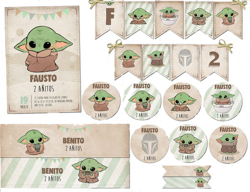 Kit Imprimible Baby Yoda Con Texto Editable