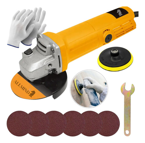Esmerilhadeira Lixadeira Angular Profissional 900w Compacta Cor Amarelo