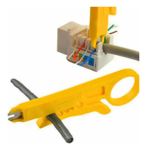 Alicate Descascador De Fios E Cabos Desencapador Compacto E Portátil, Ideal Para Cabos De Rede Com Inserção Chave Keystone Punch Down