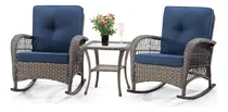 Comprar Juego De 2 Mecedoras De Mimbre Para Patio, Con Mesa Auxiliar