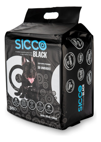 Tapete Higiênico Sicco Black Super Premium Carvão ativ. 30un