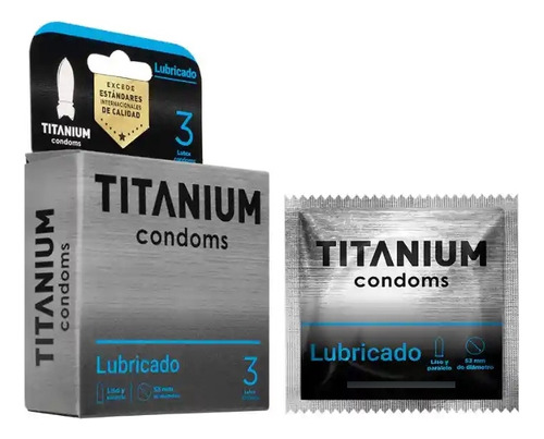 Caja X 3 Condones Titanium Lubricado Preservativo Latex
