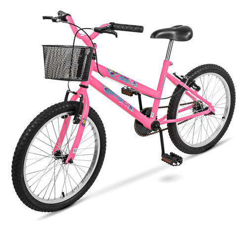 Bicicleta Aro 20 Dks Infantil Menina Criança Mtb C/cesta Cor Rosa-chiclete