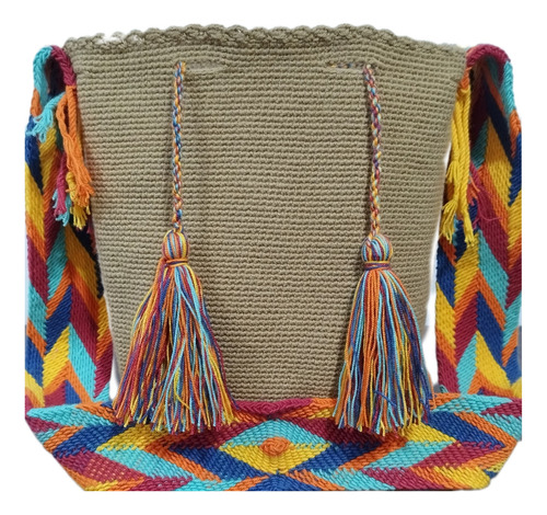 Mochila Wayuu Caqui Grande Original Tejidas A Mano 