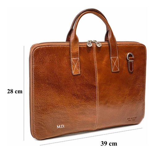 Imagen 8 de 9 de Maletin Portafolio Cuero Hombre Mujer Porta Notebook 15.6´ Oficio 2 Divisiones Correa Ajustable Ejecutivo Modelo 1090