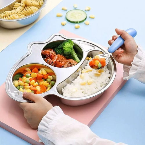 6 Pcs Acero Inoxidable Bebés Kit Cubiertos Cuchara Tenedor Multicolor