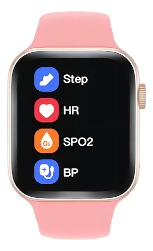 Smartwatch X8+ Pró 45mm Alumínio Silicone 4 Cores Caixa Rosa Pulseira Rosa Bisel Rosa Desenho Da Pulseira Mesh