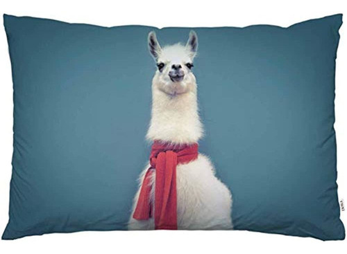 Ekobla Throw Pillow Cover Llama Cute Llama Alpaca With Red S