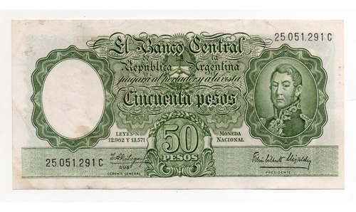 Billete Argentina 50 Pesos Moneda Nacional Bottero 2014